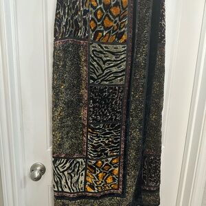 VTG Carole Little Wild Patterned velvet burnout Maxi wrap Skirt size 12